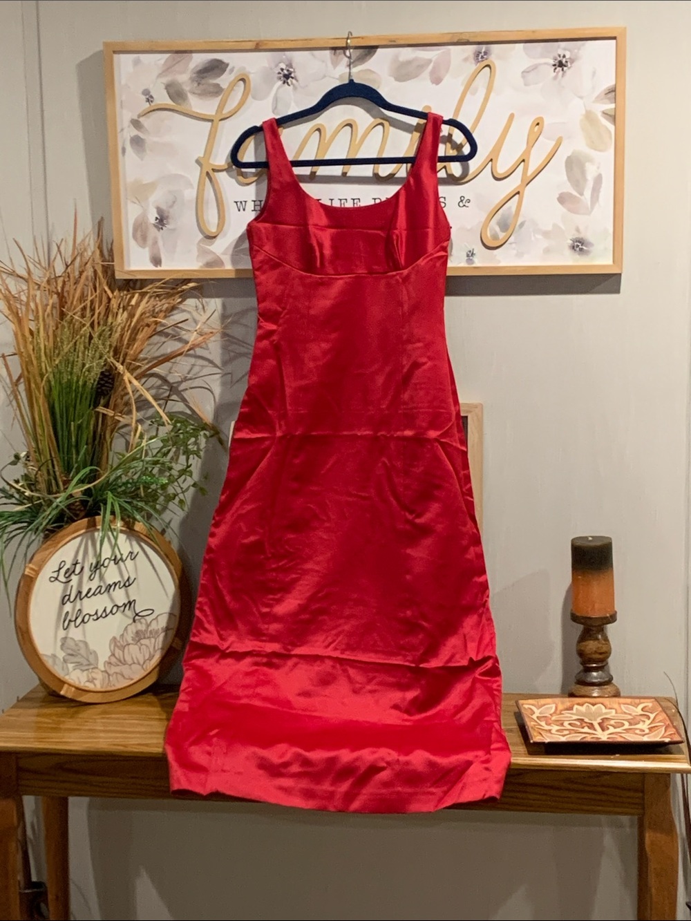 Ann Taylor Red Satin Sleeveless Women's Dress